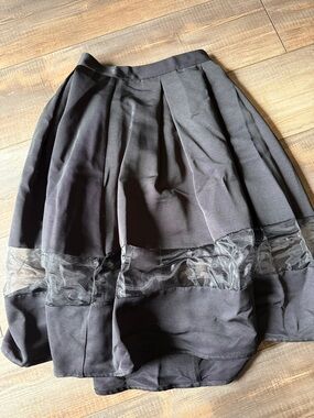Express Black Circle Skirt with Sheer Panel